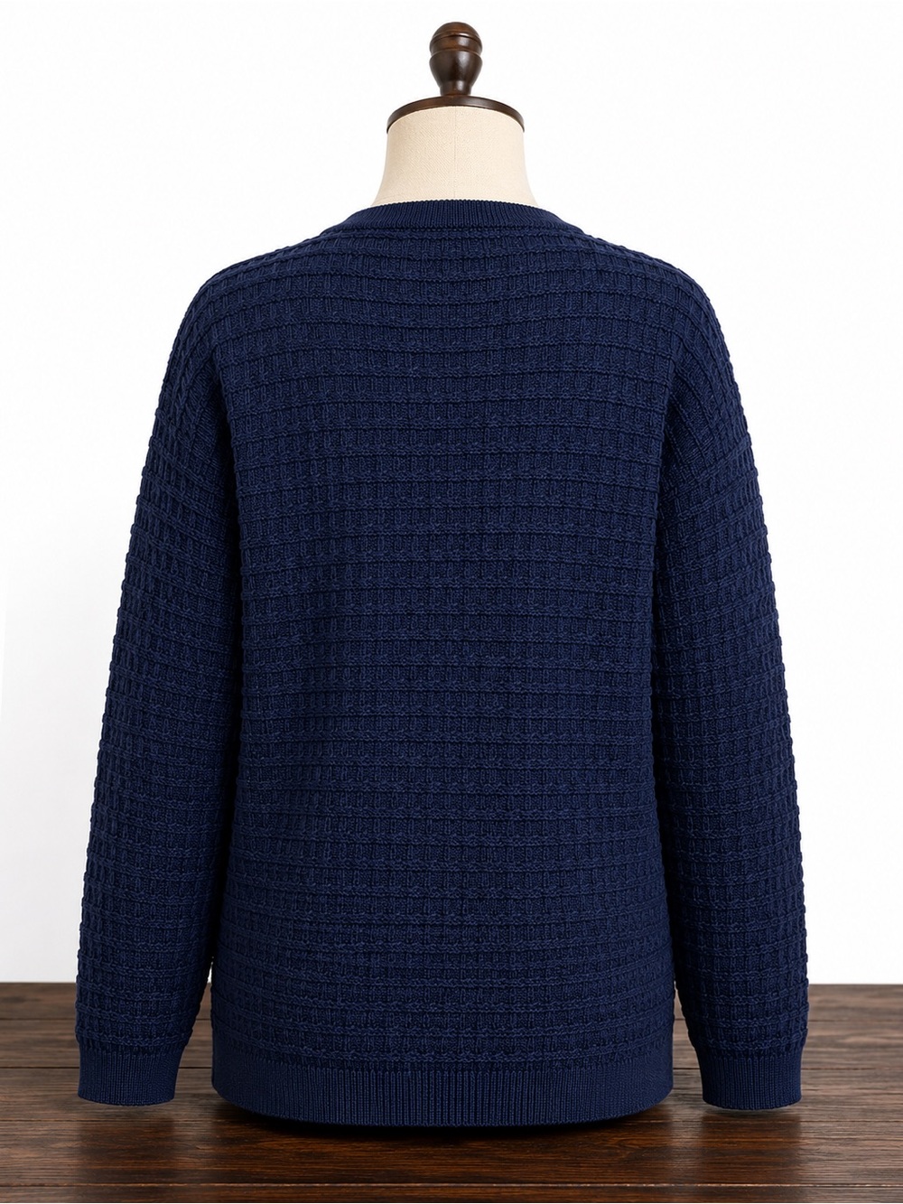 Dokotoo XL Navy Blue Waffle Knit Button Front Cardigan Sweater - Picture 6 of 9